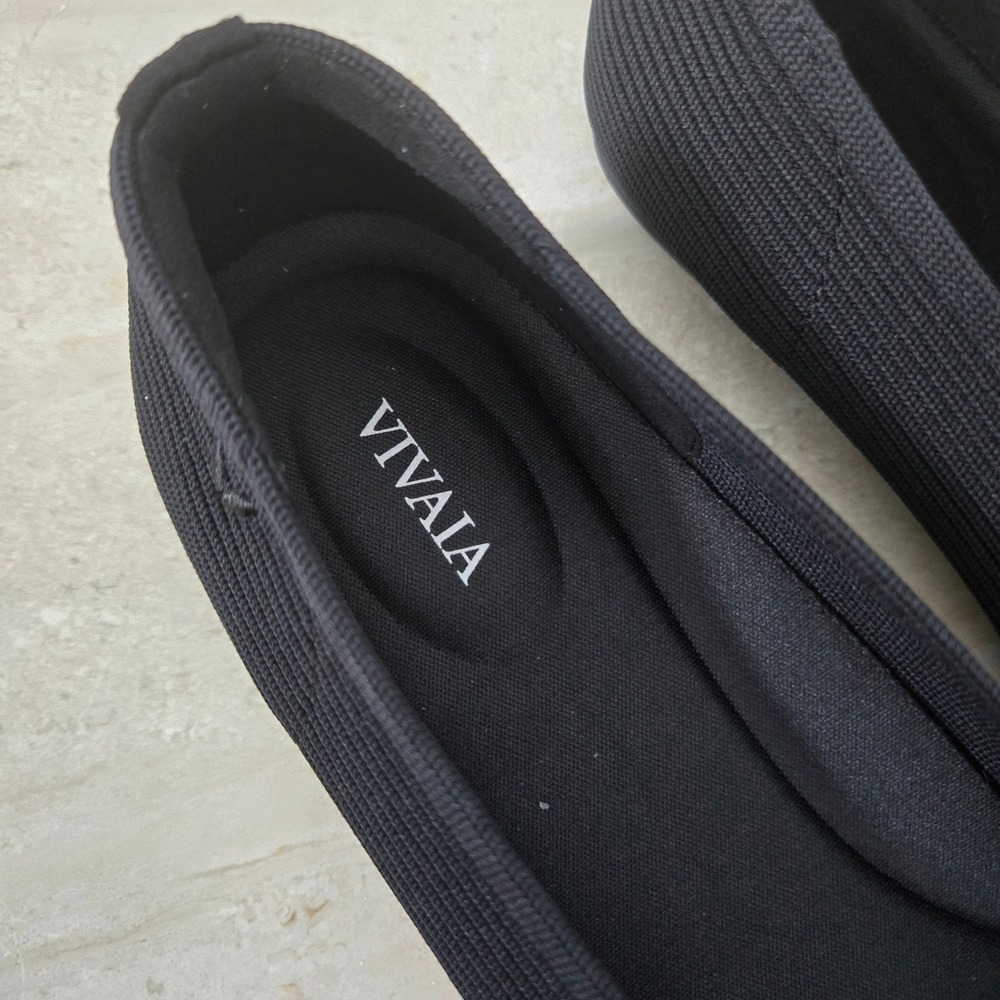 VIVAIA Black Knit Square Toe Ballet Flats Women Size‎ 40 US 9 - Picture 4 of 8